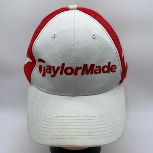 Taylormade Mens Golf Hat R7 Red Mesh White Cap Adjustable Hook & Loop Tmax Gear